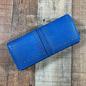 Montana West Womens Blue Studded Wallet Clutch Wristlet Crossbody Purse Western